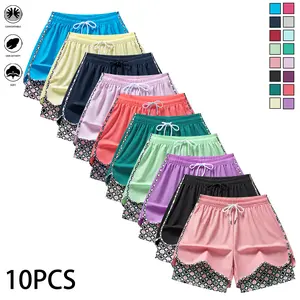 Women’s casual athletic shorts set of 10, featuring an elastic waistband and lining; suitable for outdoor workouts, running, sports, and everyday wear; summer shorts, women’s shorts, womenswear, summervibe.
