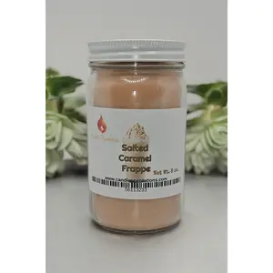 Salted Caramel Frappe 8 oz Candle - Scented Fragrance in Jar with Clear Lid