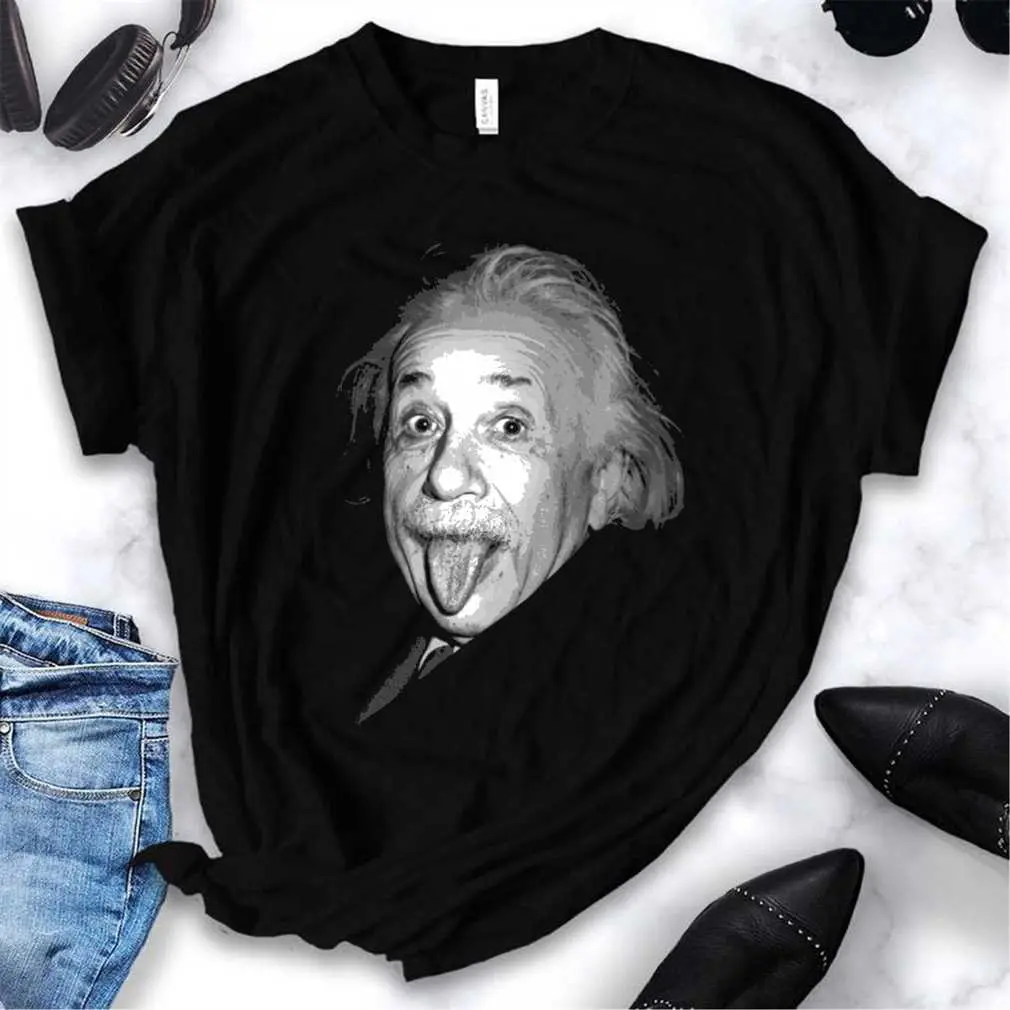 Albert Einstein Genius Tongue Funny  T-Shirt