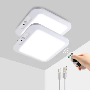1/2 Pcs Sensory Wall Light, Modern LED Square Ultra-Thin Remote-Controlled Dimmable Ceiling Light, Magnetic Mount with No Wiring Required, Timer Function, For Bedrooms, Living Rooms, Hallways, Simple Home Interior Lighting