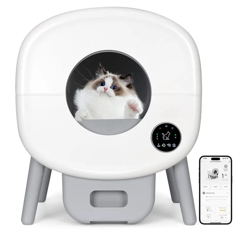 Automatic Self-Cleaning Cat Litter Box – 95L Large Capacity for Multiple Cats, Smart App Control, Safety Sensors, Includes Waste Bags – Hands-Free & Odor-Free，1 Roll Garbage Bags.