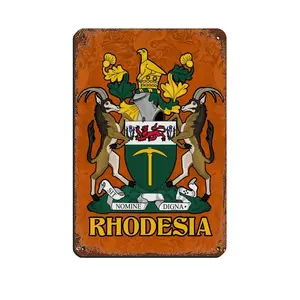 Vintage Metal Tin Signs Vintage RHODESIA COAT OF ARMS Metal Signs, Customize for Office, Business, Home, Workplace, Airbnb, Delivery Signs, Rust Free,Aluminum, Fade Resistant