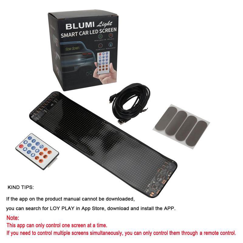 Blumi Light Programmable Flexible LED Digital Display, Smart APP Control, DIY Pattern Animation Matrix Panel Board Banner LED Lights for Car (19.2" x 4.3")