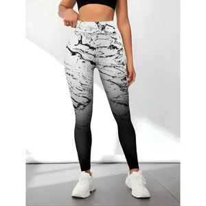Women’s outdoor sports leggings with an irregular fish pattern gradient print, hip and waist lift design; suitable for gym training, outdoor cycling, hiking, running, and everyday leisure; multifunctional sports trend. GARMENTARY