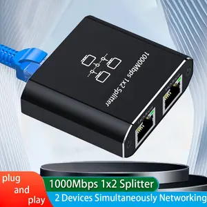 Aston DigitalNetwork 1000Mbps Gigabit RJ45 Splitter 1x2 with USB Power Cable for Cat5/5e/6/7/8, 2 Devices Simultaneous Networking