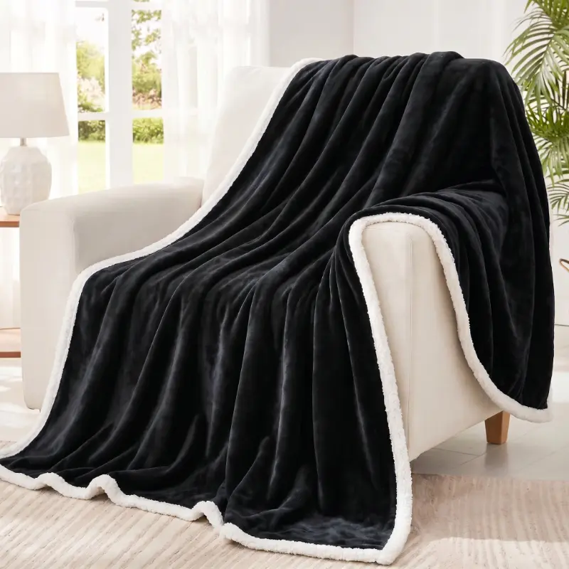 Cosybay 350GSM Blankets for Bedding, Fleece Blanket Throw Size Black (50x66 Inches) Ultra Soft Warm Lightweight Breathable Anti-Static Cozy Bed Blanket, All-Season Home Decor Gift for Women and Men,Machine washable #summersale #backtoschool