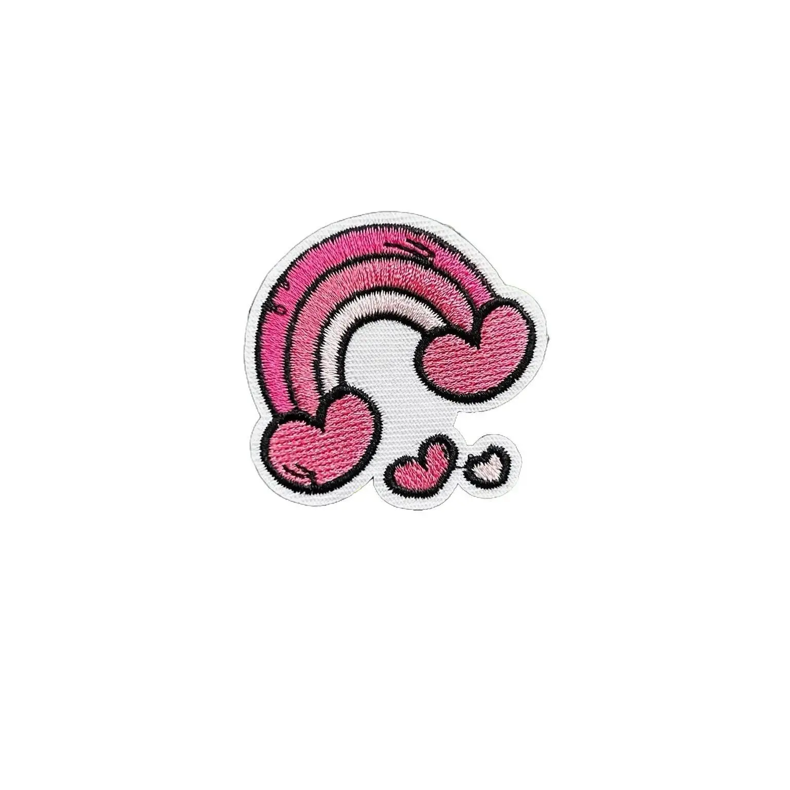 Pink Heart Rainbow Embroidered Patch