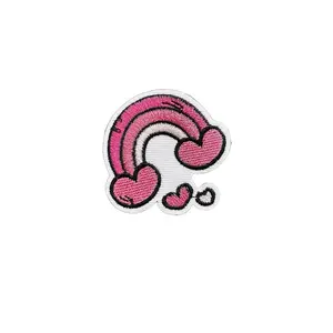 Pink Heart Rainbow Embroidered Patch