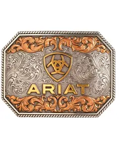 Ariat Men's Tri-Tone Logo Rectangular Belt Buckle - A37054