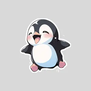 Cute Happy Jumping Penguin Sticker Wholesale Baby Penguin Design for Stickers Decorations and More Ideal for Bulk Orders