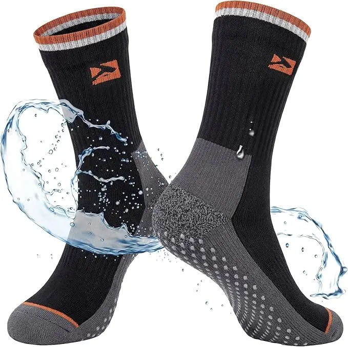 TOP-EX Unisex Waterproof Merino Wool Crew Socks, Comfortable All-Season Sporty Socks for Fishing, Hiking & Work, Heat Resistant, M, All Seasons, Outdoor Activities