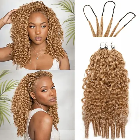 ISEE HAIR Burmese Curly #27 Honey Blonde Crochet Braid Hair Extensions for Miracle Knots Human Hair Extensions Pre-Separated 50g/Pack (32-38 Strands Per Pack）– Knotless Boho Braids Vacation Hair #TikTokShopFallDealsForYou