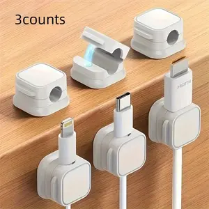 3-Piece Adjustable Magnetic Cable Clips for Smooth Cable Management, Desktop, Car and Cord Organizer, No-Drill Adhesive Holders for USB and Audio Cables