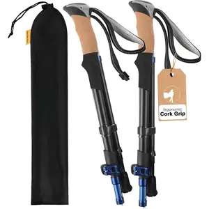 Hiking Poles with Real Cork Grips, Adjustable for Heights 5'2'' to 6'5'' – Lightweight Trekking Poles, Aircraft-Grade Aluminum, Compact Fold for Hiking & Backpacking (2pc Set) TREKZ Cork SE : Sports & Outdoors