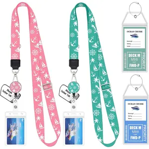 L-NKL017 2 Pack Cruise Lanyard for Ship Cards with Phone Lanyard Retractable Cruise Lanyards Badge Reel Waterproof ID Badge Holder Luggage Tags Cruise Essentials Accessories
