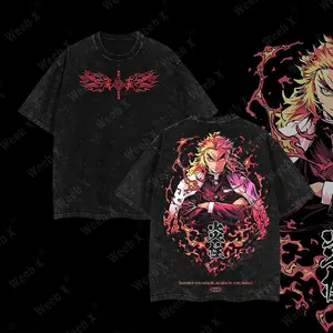 [COLLECTION] Weeb X Hashira Demon Slayer T-Shirt - Kyojuro Rengoku, Giyu Tomioka, Tengen Uzui, Iguro Obanai, Gyomei Himejima, Mitsuri Kanroji - Anime Double Printed Vintage Washed Tee Unisex Oversize Anime Manga Washed Heavyweight Cotton T-shirt