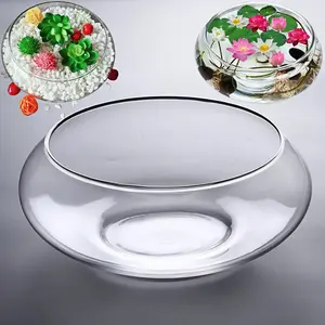 Glass Lotus Bowl Planter, 8 in Lotus Flower Bowl, Lotus Bowls for Planting in Water Indoors,Suitable for Succulent  and Aquatic  Bonsai Arrangements (M)