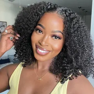 Wiggins Hair Curly V Part Wigs Human Hair No Leave Out Thin Part Glueless Wig Easy Install, 18 And 20 Inch With Drawstring / 16 22 And 24 Inch No drawstring, Upgrade Half Wig For Women Beginner Friendly 180% Density