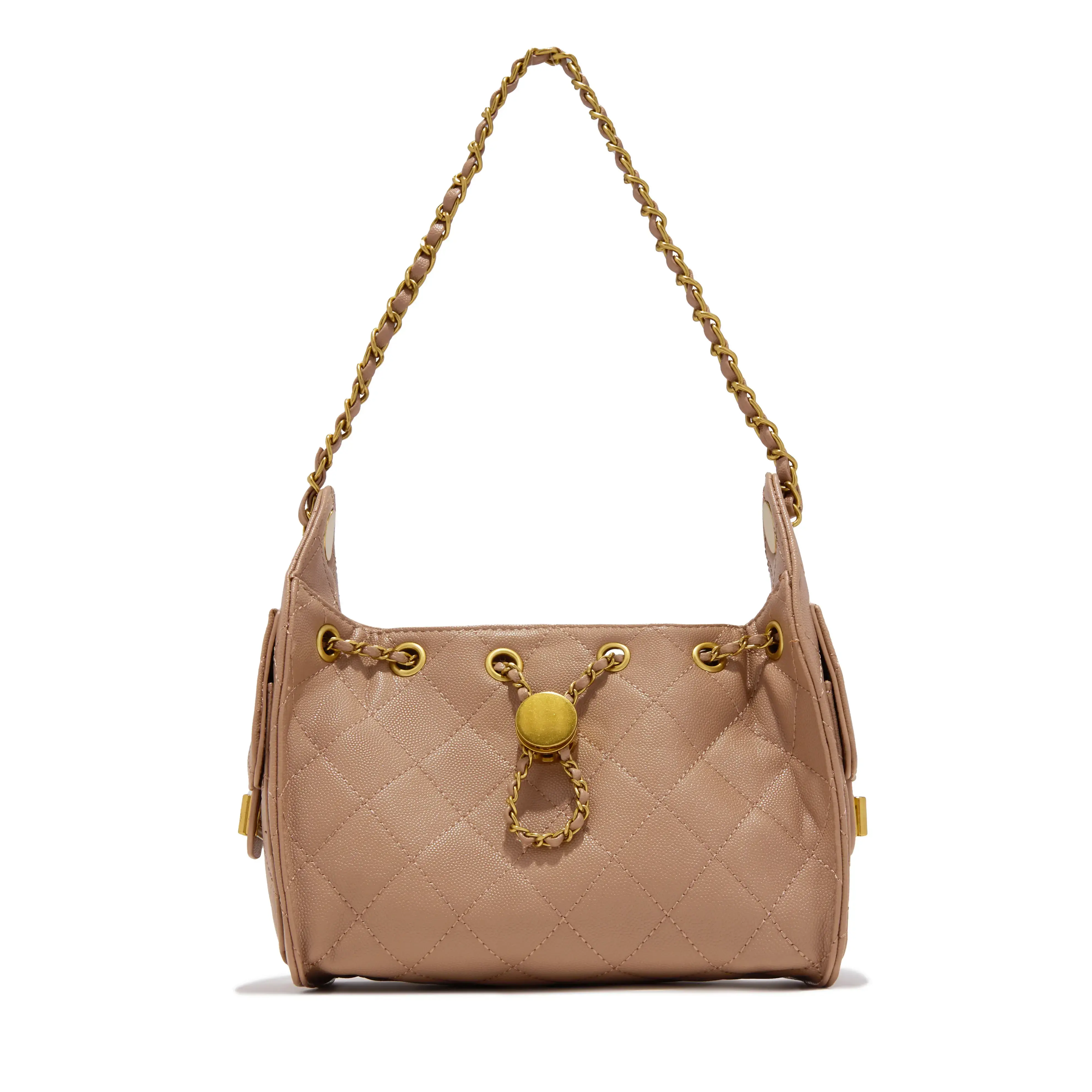Shantel Quilted Chain Shoulder Bag - Nude