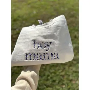 Embroidered  Floral Boy Mama  Sweatshirt, Mama Crewneck, Mom Gift,  Sweatshirt,   Sweatshirt,   Sweater