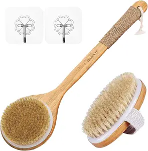 Dry Brushing Body Brush Sets Wooden Handle Combined with Medium Strength Natural Bristles Gentle Exfoliator