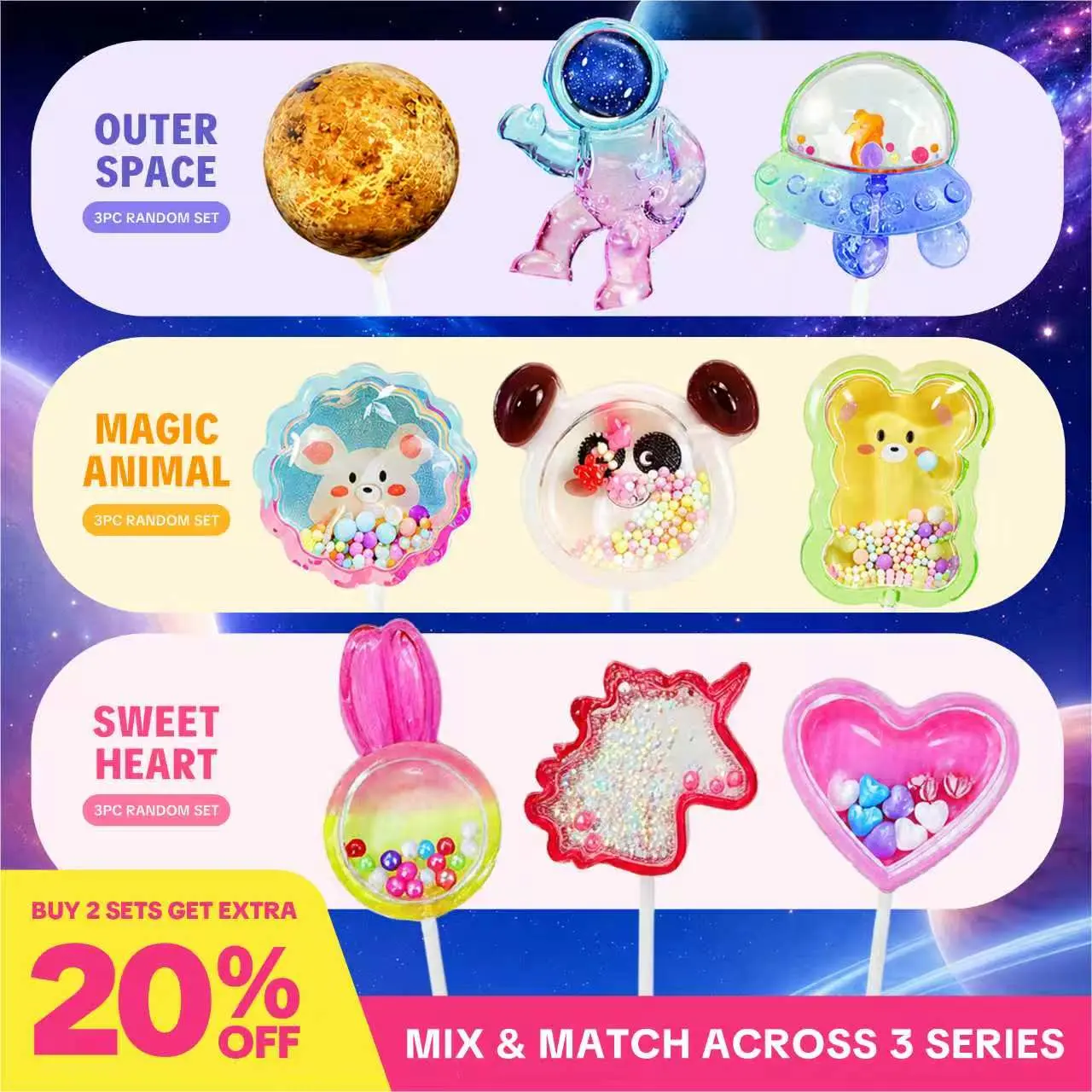 [Buy 2 Save 20%]Candy Master 5D Lollipops | Handcrafted Fruity Candy, Zero Fat Guilt-Free Snacks, 3 Individually Wrapped Pops, Viral Visual & Sound Party Treats