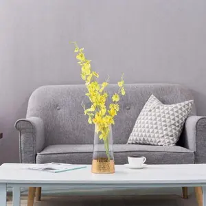 Glass Vase with Golden Honeycomb Base