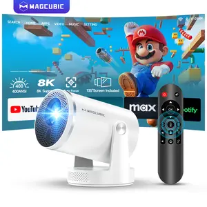 Magcubic HY320Pro Projector Auto Focus Native 1080P Google Assistant 8K Decode 400ANSI Android 14.0 Dual WiFi 6 Bluetooth 5.4 Auto Keystone Wireless 180° Flexible Rotating Portable Smart Home Cinema Movie Night Gift Projectors For Bedroom