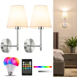 Fabric Charging Decorative Wall Light 2000mah RGB Rechargeable Bulb No Wiring Installation for Living Room Bedroom Corridor Study Hallway Bathroom Closet Indoor Decor LED Wall Lamp Indoor Lighting
