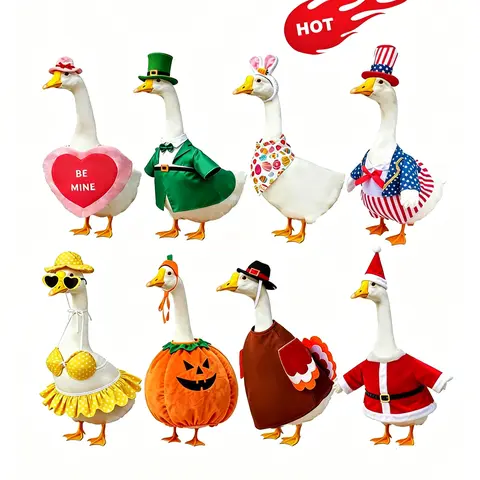 8-Piece 23-in Spooky DIY Porch Costumes Set (whs-23in8pcs-1) - Cloth Ornaments for Upgrade, Vibrant Motifs for Plain Pieces, Easter/Halloween Gift, Garden Decorations (Decorative Goose Not Included)
