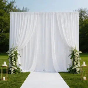 10 Panels 5x8ft White Silky Soft Backdrop Curtains, Flowing Liquid-Like Polyester Drapes for Wedding Arch, Bridal Shower, Birthday, Baby Shower, Photography Background Decor