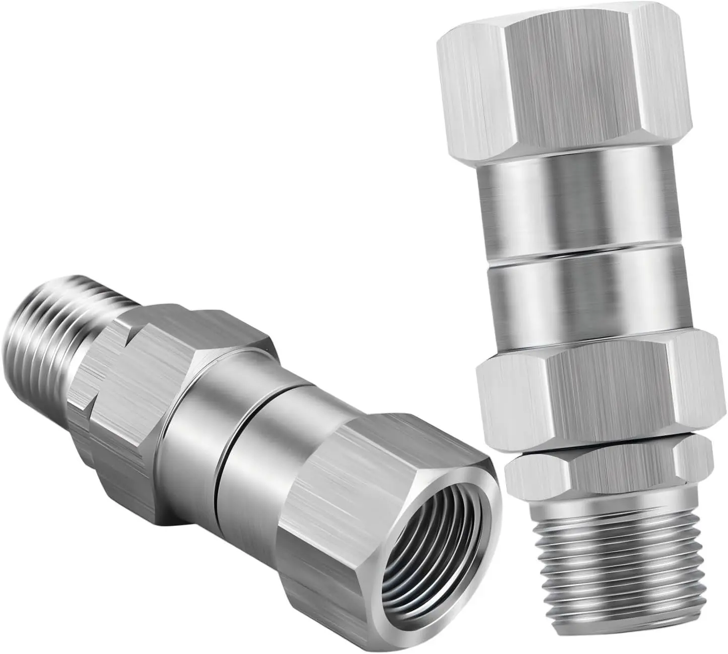 Commercial Pressure Washer Swivel Connectors - 2-Pack Heavy-Duty Stainless Steel 3/8-Inch NPT 5000 PSI Rotary Joints, 360° Rotation Kink-Free Quick Connect Fittings for High Pressure Washer Hoses, Easy to Install