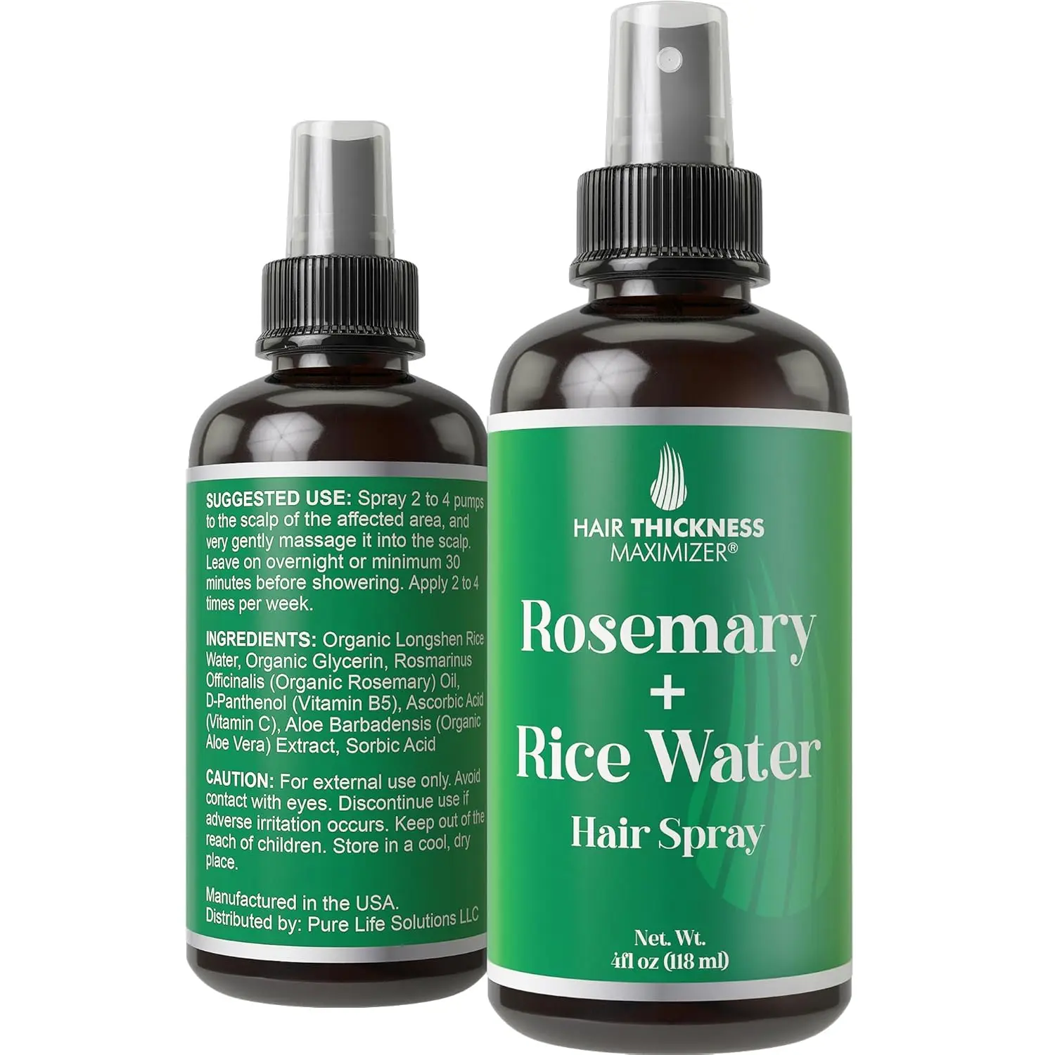 Hair Growth Spray with Organic Rosemary & Longsheng Rice Water - Thickening, Strengthening Volumizer & Vegan Scalp Treatment for All Hair Types, Women & Men, 4oz, Haircare, Rosemary And Rice Water Spray