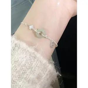 1pc Small Fortune Brand Peace Buckle Bracelet for Women New Chinese Style Hetian Jade National Style Popular Hand Ornament Gentle Temperament Gift
