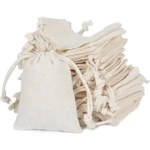 50 count Pure  Drawstring Bags Muslin Bags Sachet Bag for  Supplies (2.8 * 3.5")