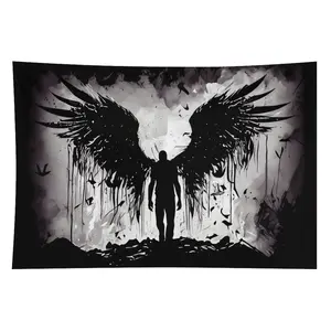 1 black angel landscape wall tapestry - high-quality synthetic polyester fiber, high-definition digital printing, wrinkle resistant and durable decorative tapestry, free hanging clip, adult bedroom decoration product, tapestry wall mural.