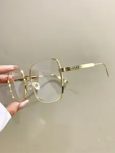 Simple Metal Frame Eyeglasses, Fashion Square Eyeglasses for Women & Men, Fashion Eyeglasses for Work, Daily Clothing Decor, Perfect for Student Daily Use, Square Eyed Glasses