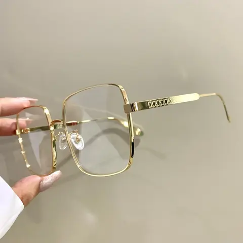 Simple Metal Frame Eyeglasses, Fashion Square Eyeglasses for Women & Men, Fashion Eyeglasses for Work, Perfect for Student Daily Use, Stylish Square Frames, Elegant Metal Frame, Fashionable Frames Glasses, Eyewear
