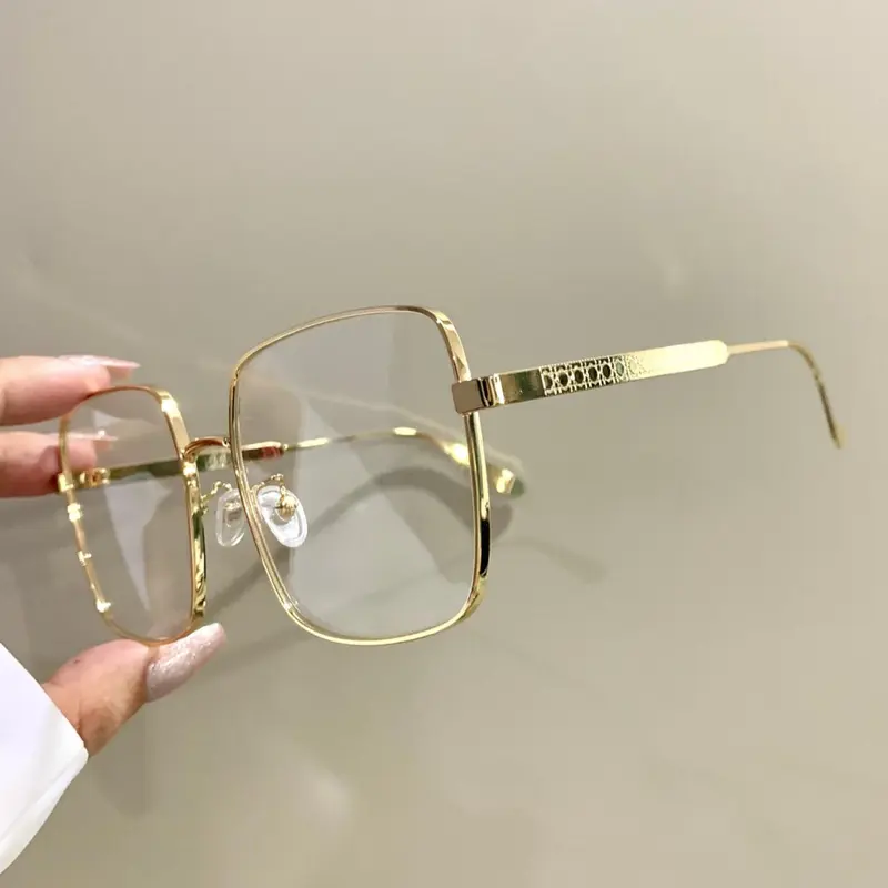 Simple Metal Frame Eyeglasses, Fashion Square Eyeglasses for Women & Men, Fashion Eyeglasses for Work, Perfect for Student Daily Use, Stylish Square Frames, Elegant Metal Frame, Fashionable Frames Glasses, Eyewear