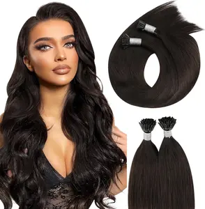 I Tip Human Hair Extensions Long Straight Real Remy Human Hair, 12-20 Inch Cold Fusion I-Tip Extensions for Women, 30g 50 Strands Natural Soft Tangle-Free Hair, Full Head Needs 5-6 Packs