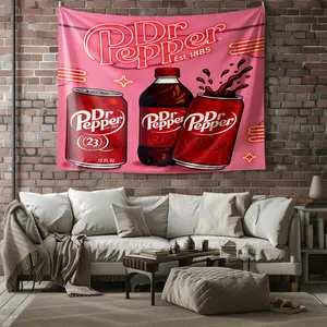 Dr. Pepper Patterned Tapestry, Stylish Room Flag, Unique Wall Art For Living Room And Bedroom, Soft And Durable For Kids And Adults Daily Holiday Birthday Gift Bedroom Decor