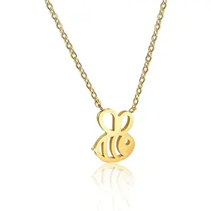 Altitude Boutique Bumble Bee Necklace, Honey Bee Hive Necklace for Women (Gold)