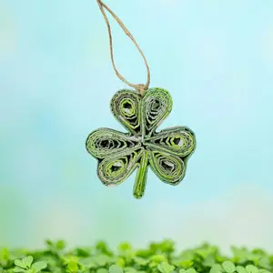 Shamrock Ornament • Reclaimed Shamrock Paper Ornament • Keepsake Lucky Charm