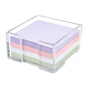 Acrylic Sticky Note Holder, 3 x 3 Crystal Clear Acrylic Notepad Holder Sticky Note Dispenser for Dorm Room and Office Desk Organizer