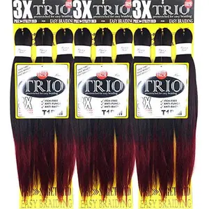 3X TRIO Pre-Stretched Black n' Gold Braiding Hair 3X TRIO Pre-Stretched Black n' Gold Braiding Hair