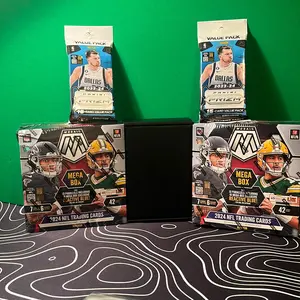 2x 2024 Mosaic Football Mega Boxes + 2x 2023 Prizm Basketball Value Packs + 1x Cardboard Box Break