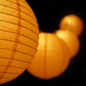 MoonBright 12" Yellow Paper Lantern String Light Set (10-PACK Combo Kit)