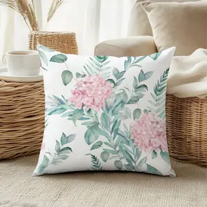 1pc, Single-Sided Printed Pillowcase, Pink-Green Watercolor Hydrangea Pillowcase, Home Decor Pillowcase, Suitable for Living Room Sofa and Bedroom, Pillow Insert Not Included