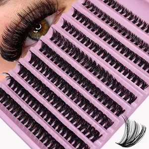 Individual Lashes 8-16mm D Curl Eyelashes 200pcs Cluster Lashes Natural Look Mixed Tray DIY Eyelash Extension Volume Lash Clusters Eyelashes