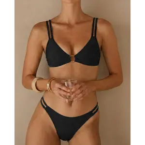Black O-Ring Triangle Bikini Set
